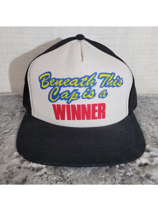 Youngan Other - Vintage 80s Beneath This Cap Is A Winner Trucker Hat Snapback Mesh USA Humor